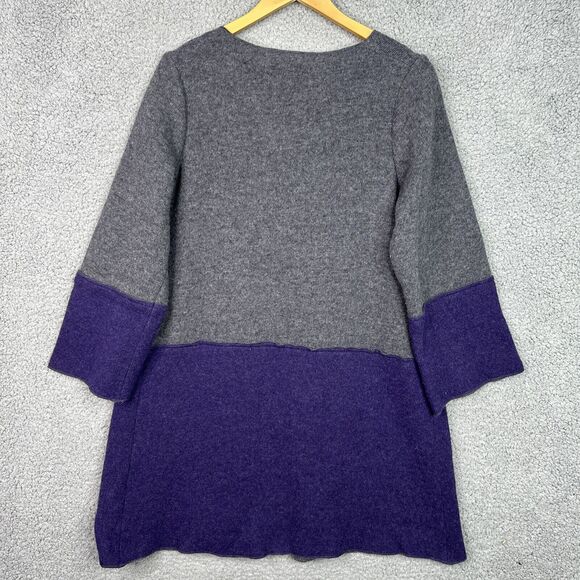 Elisa Rivera Wool Blend Cardigan Sweater Large Gray Purple Colorblock Lagenlook - Picture 9 of 13